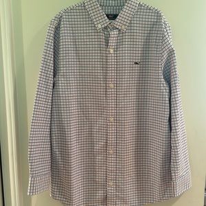 Vineyard Vines Boys button down in white, blue and pink check.Great condition.